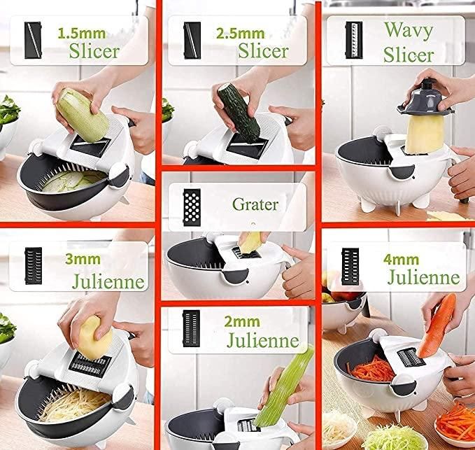 9 in 1 Multifunction Plastic Magic Rotate Vegetable Cutter